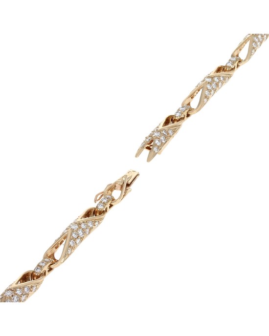 Diamond Elongated Open Link Bracelet in Gold